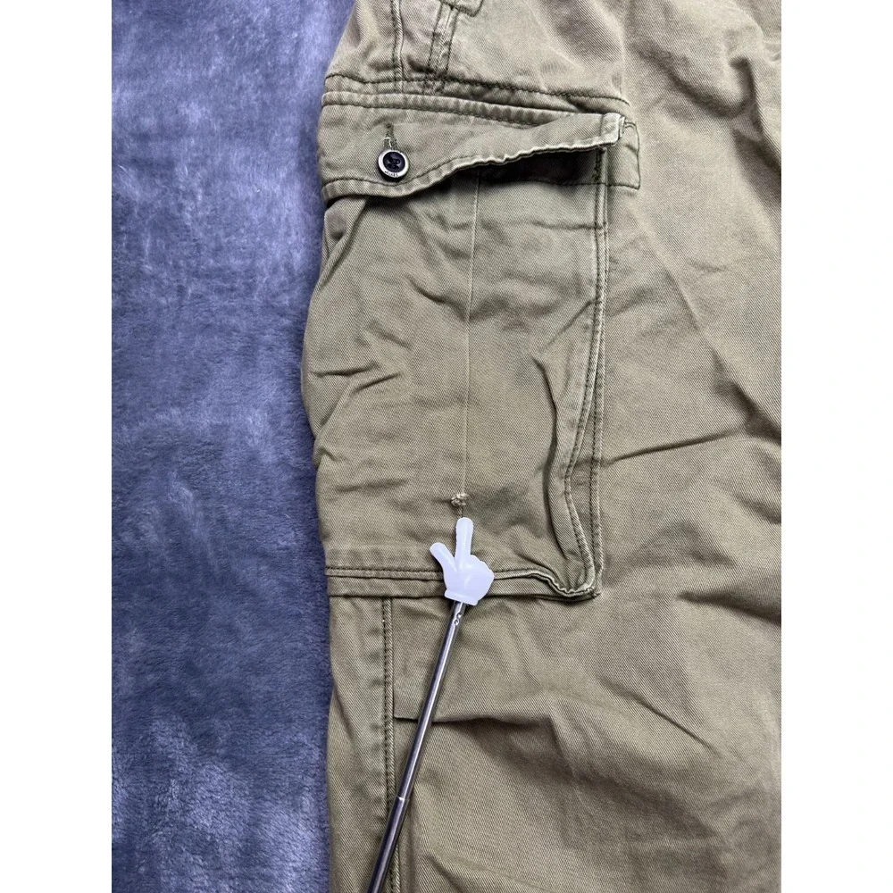 Levis Mens Olive Green Cotton Multi Pocket Gusset Cargo Pants 38x30 Utility‎